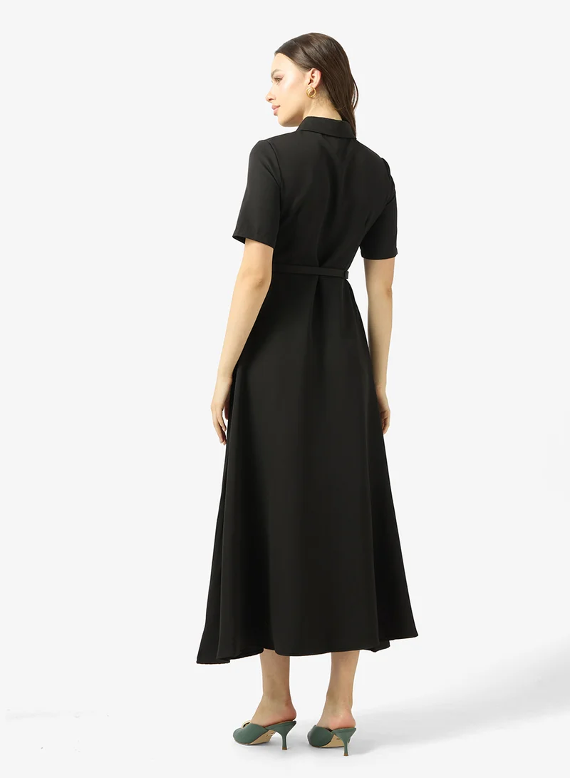 Ginger Collared A Line Midi Dress